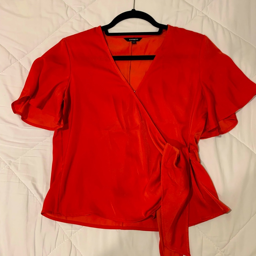Express Red Flowy Dress Top